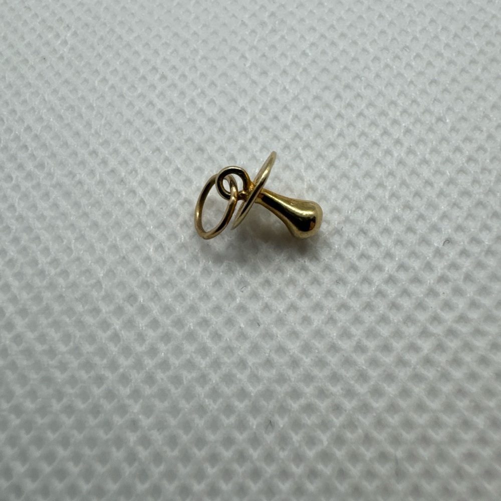 14K Yellow Gold Cute Baby Pacifier Binky Necklace Pendant Bracelet Charm - Picture 5 of 11